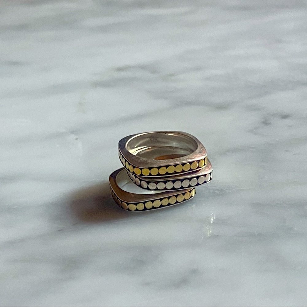 Anna Beck mutiple rings silver and gold plated